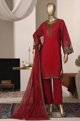 Khombi Stitched 3 Piece Luxury Formals Suit-Rain-Maroon
