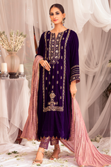 Bagh-E-Makhmal By Zaaviay Stitched Velvet Mehlika (Three Piece)