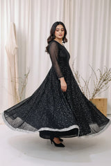 Madiha Gohar Stitched 3 Piece Emb Suit-Mehr Noir-Sequin Kalidar