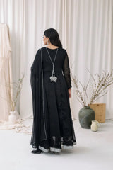 Madiha Gohar Stitched 3 Piece Emb Suit-Mehr Noir-Sequin Kalidar
