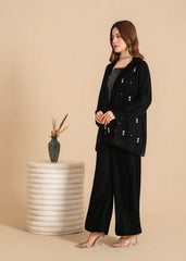 Luxe A Velvet Affair By Stitch Vibes Stitched Winter Suit-Midnight Spark Dress