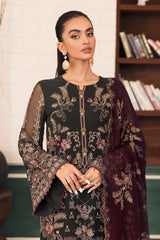 Flossie Unstitched 3 Piece Formals Executive Vol-05 Collection'2025-Crimson Charcoal Grey