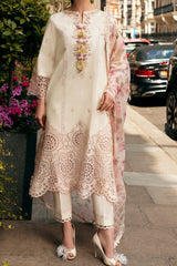 Hemline Odyssey By Mushq Unstitched 3 Piece Luxury Emb Lawn Suit-HMC-08-Mocha Muse