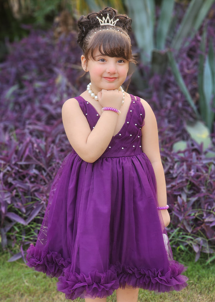 Fairy Bloom by Modest Stitched kids Formals Frock Collection'2025-Violet