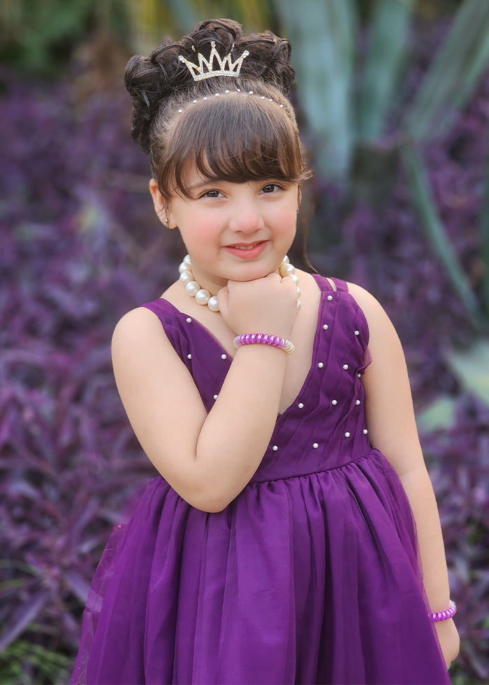Fairy Bloom by Modest Stitched kids Formals Frock Collection'2025-Violet