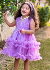Fairy Bloom by Modest Stitched kids Formals Frock Collection'2025-Lilac Pearl