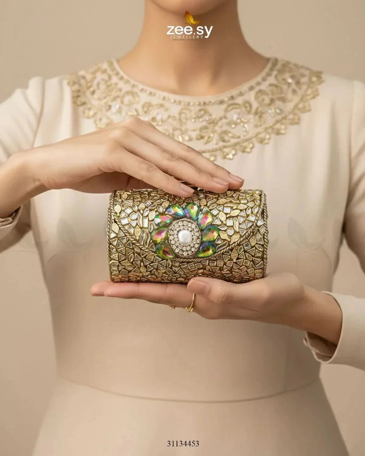 Moon Center Baroque Clutch Bag