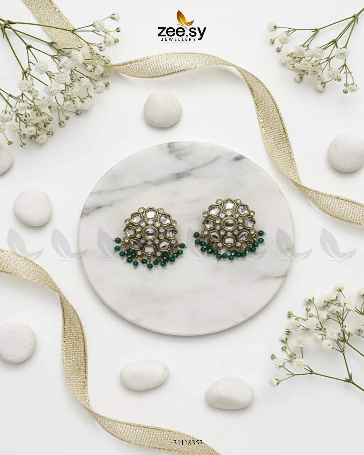 Moonbeam Earrings Golden Green - Zeesy Jewellery
