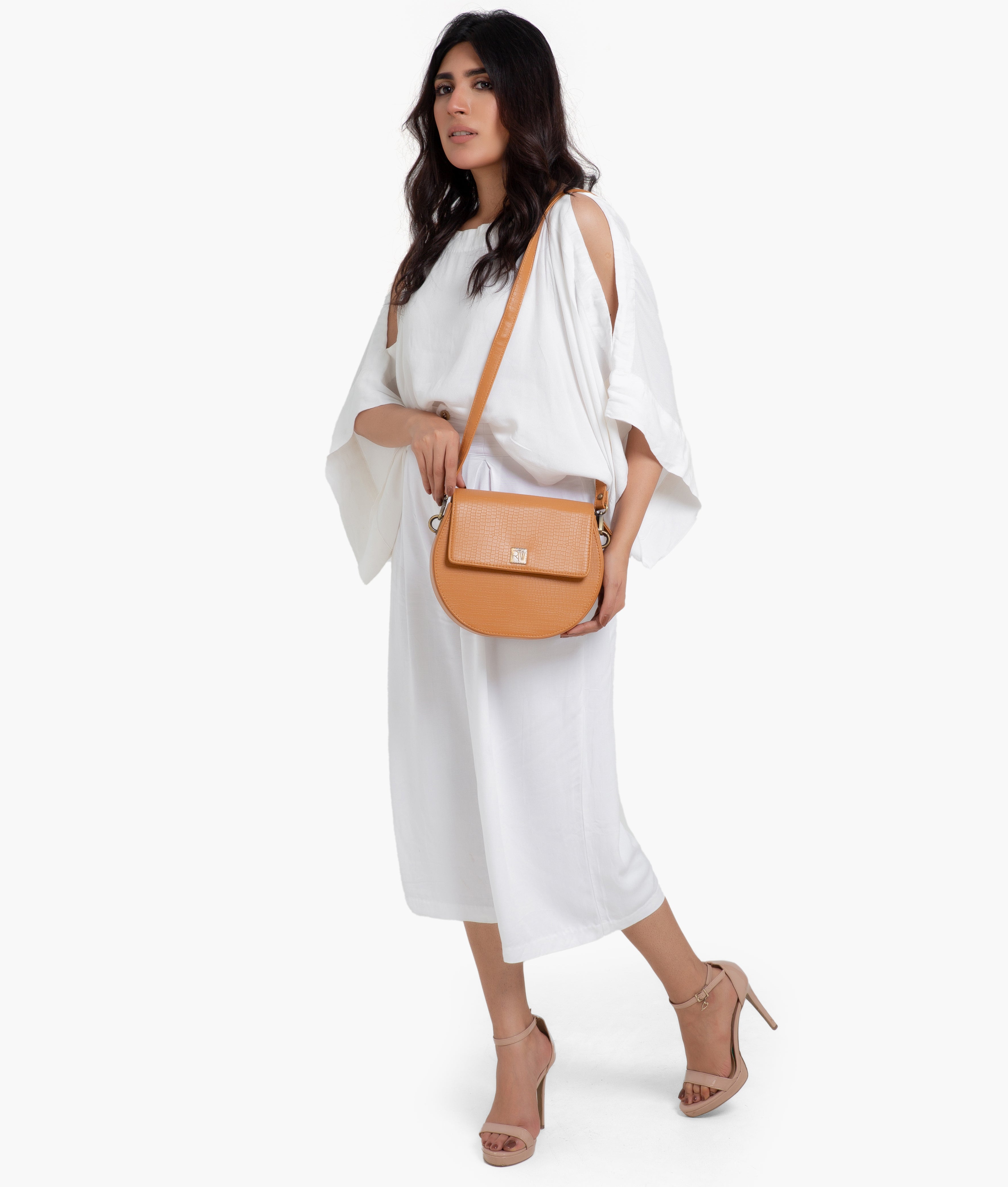 RTW Creation - Mustard crocodile saddle bag