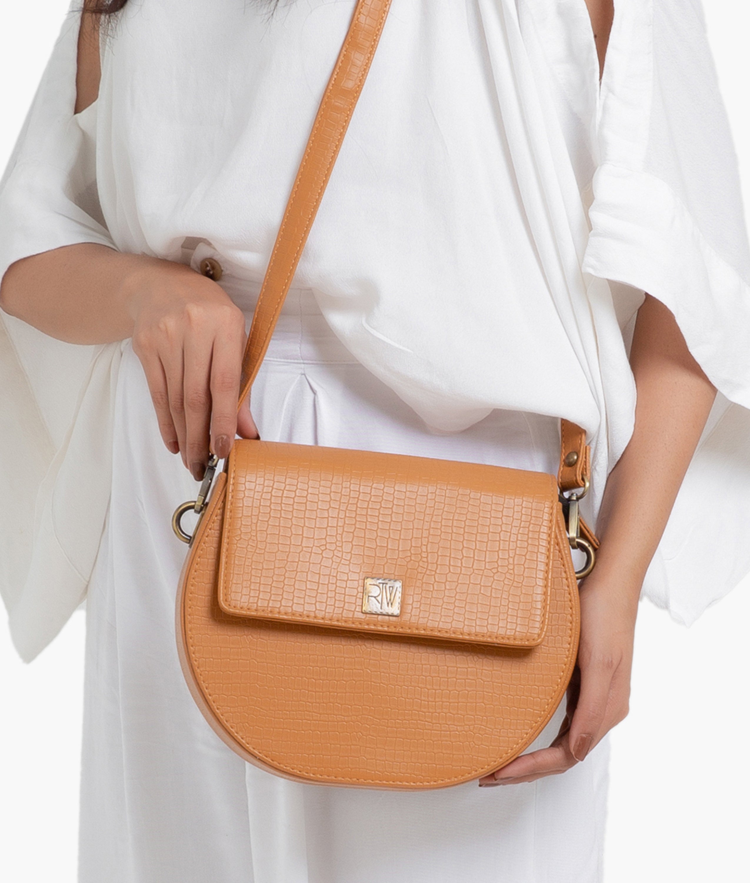 RTW Creation - Mustard crocodile saddle bag