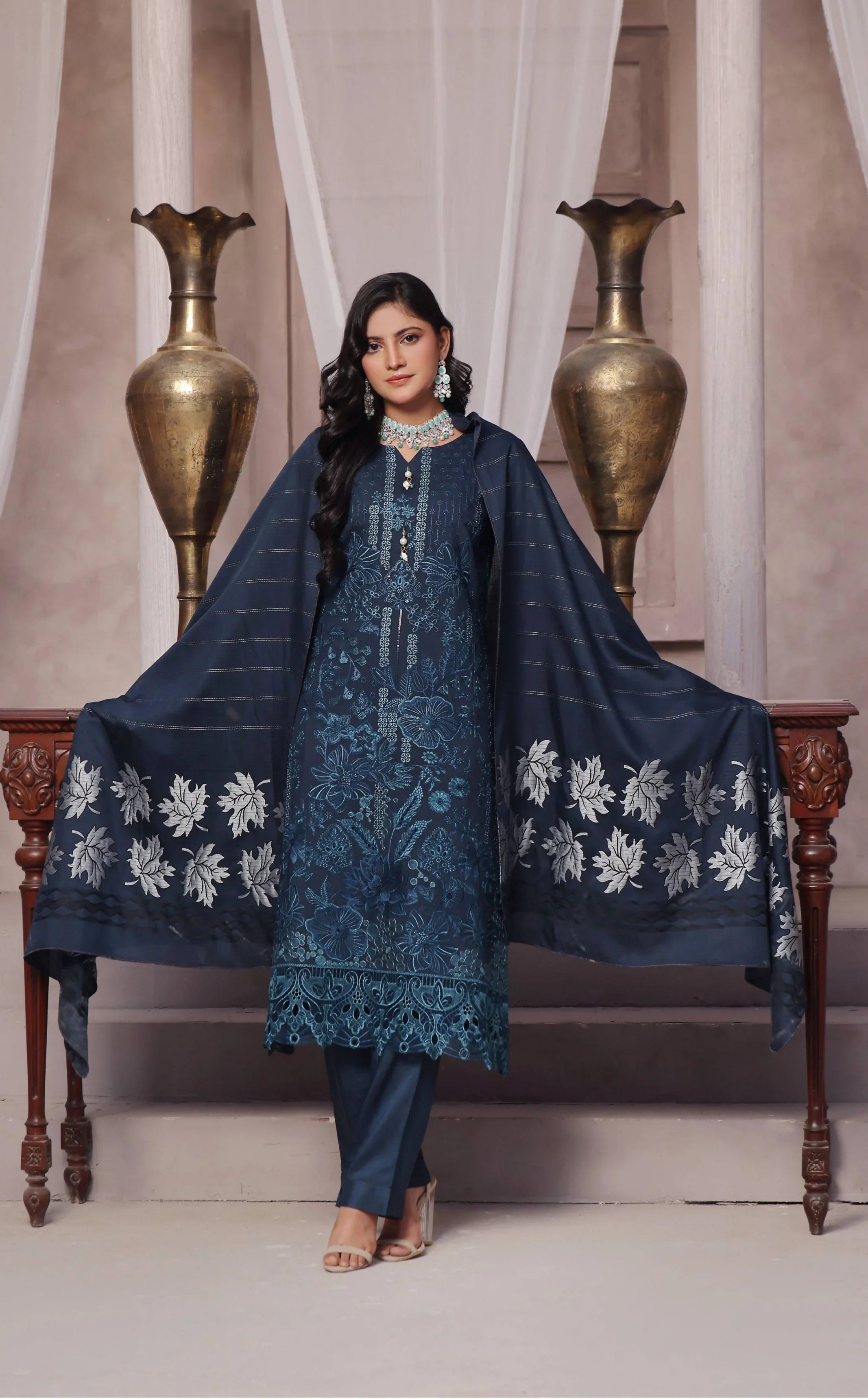Dressline Semi Stitched 3 Pcs Emb Viscose Zari Collection