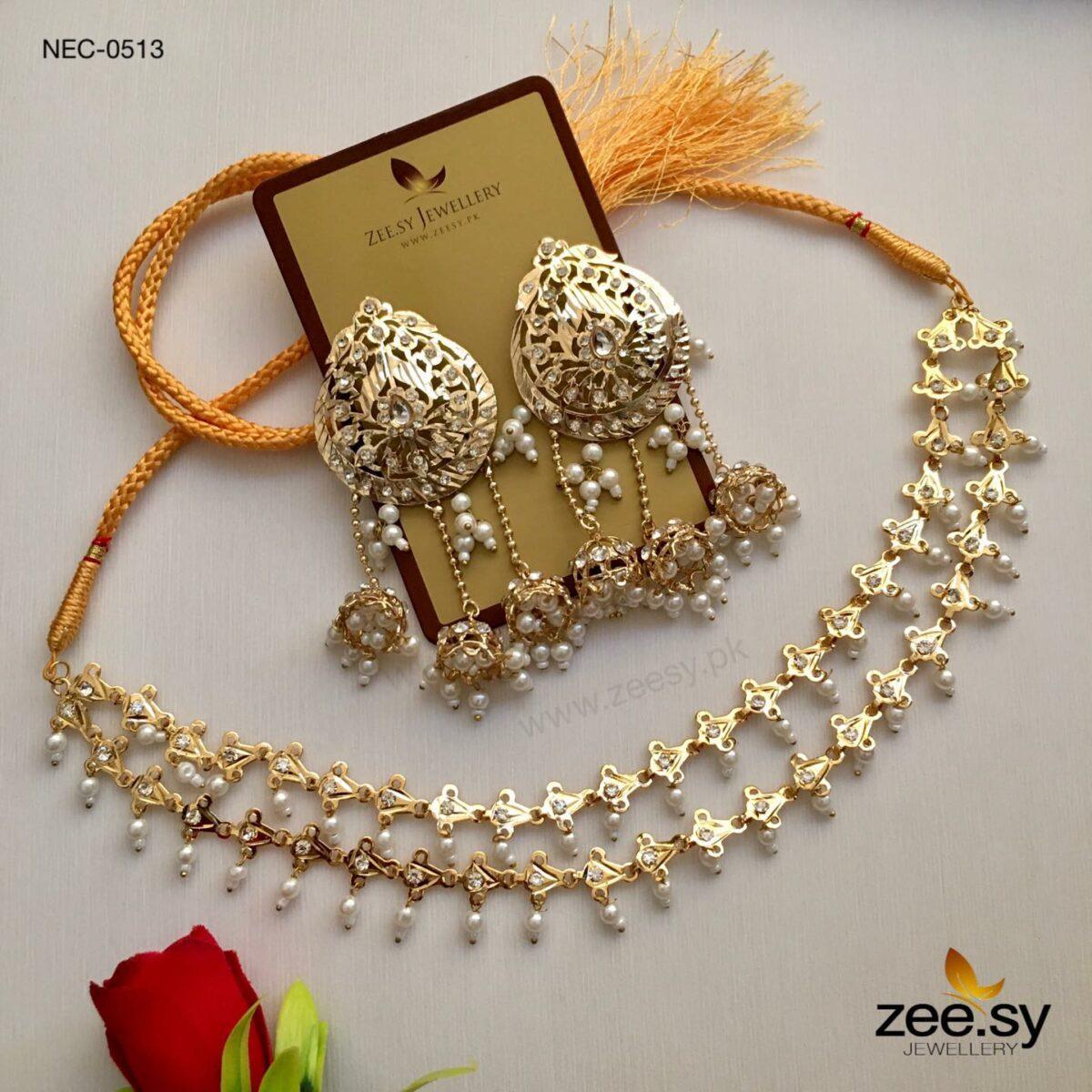 NAURATAN NECKLACE-0513 Pearl - Zeesy Jewellery