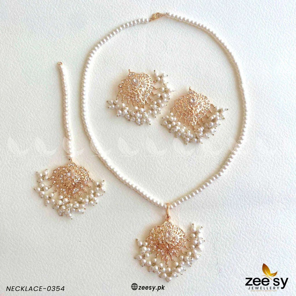 NECKLACE-0354 White - Zeesy Jewellery