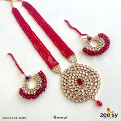 LOTUS NECKLACE-0497 Crystal Red - Zeesy Jewellery