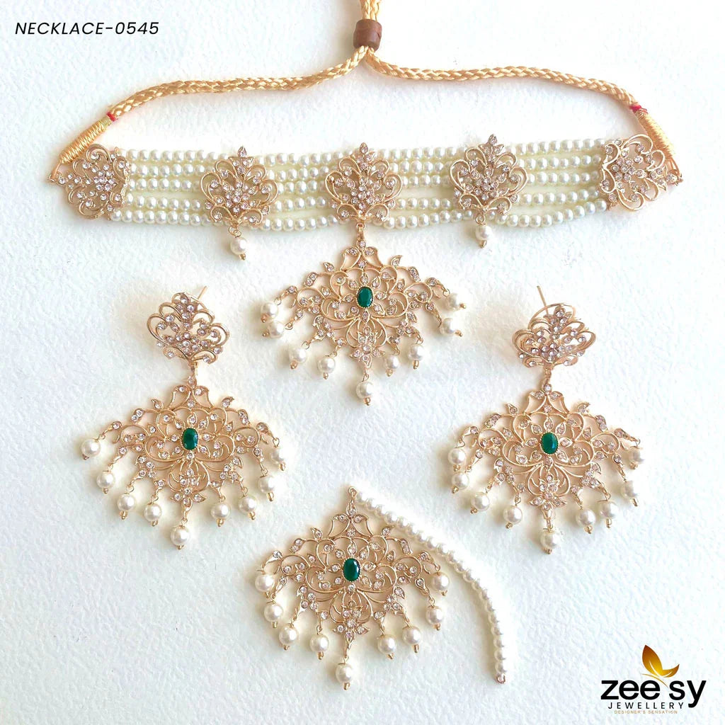 SUNFLOWER NECKLACE-0545 Green - Zeesy Jewellery