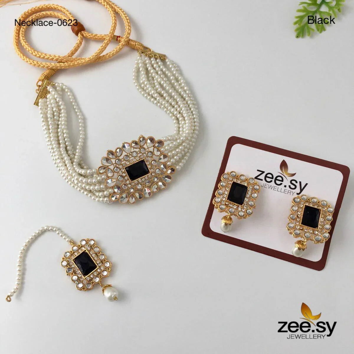 NECKLACE-0623 Black - Zeesy Jewellery
