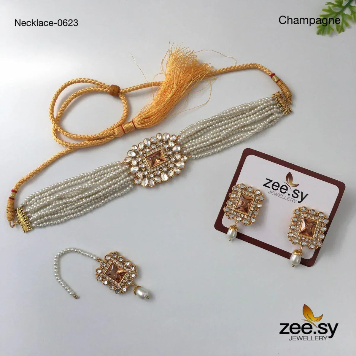 NECKLACE-0623 Champagne - Zeesy Jewellery