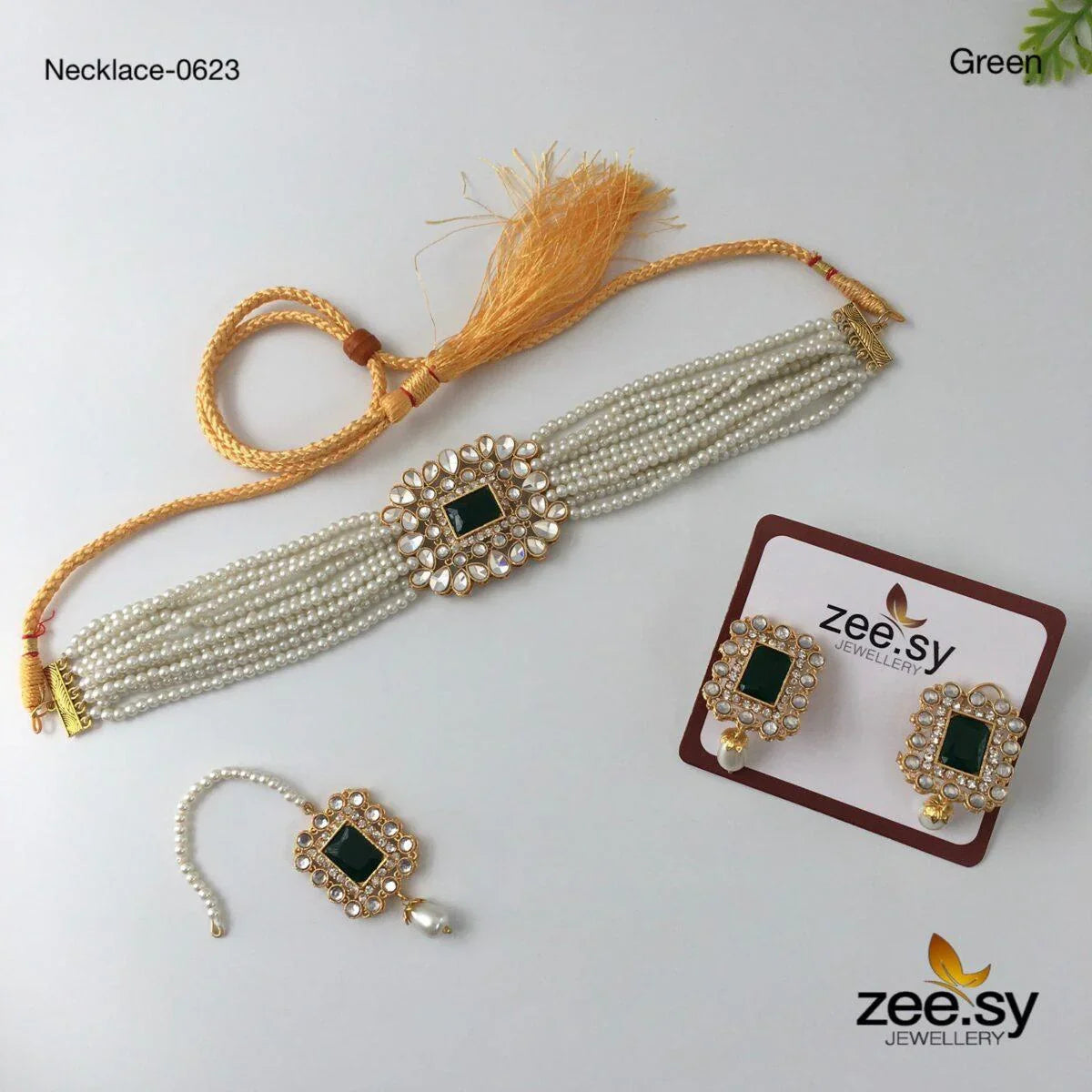NECKLACE-0623 Green - Zeesy Jewellery