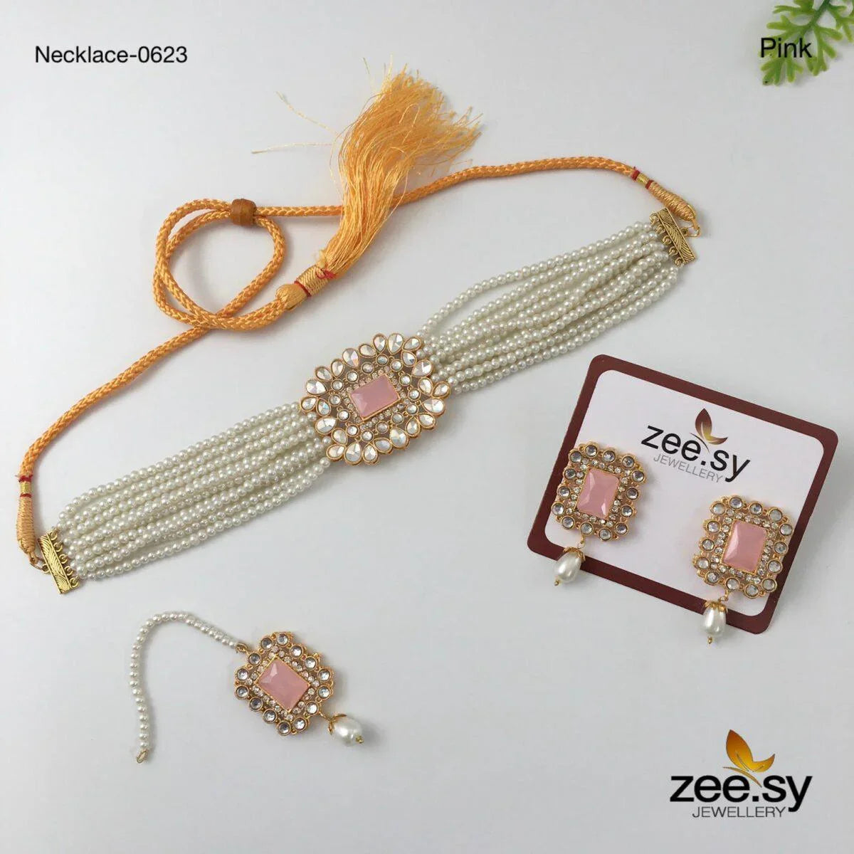 NECKLACE-0623 Pink - Zeesy Jewellery