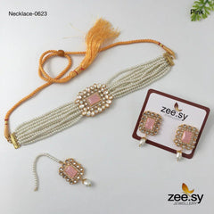NECKLACE-0623 Pink - Zeesy Jewellery