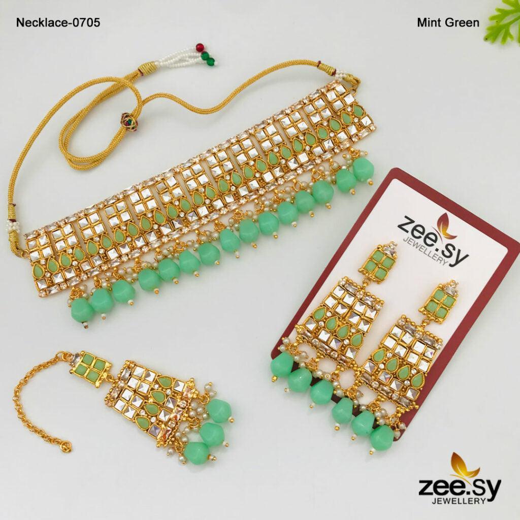 NECKLACE-0705 Mint Green - Zeesy Jewellery