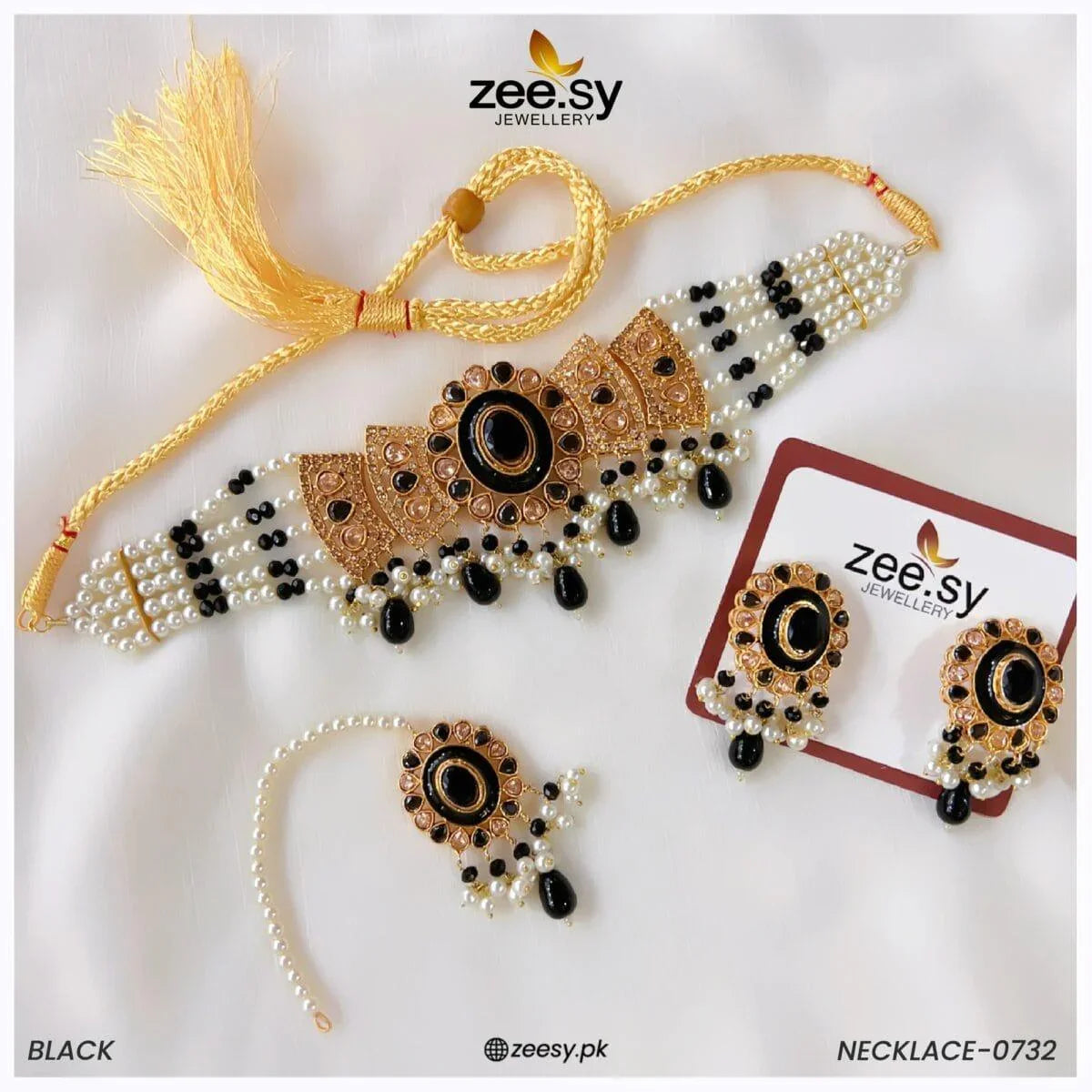 NECKLACE-0732 Black - Zeesy Jewellery