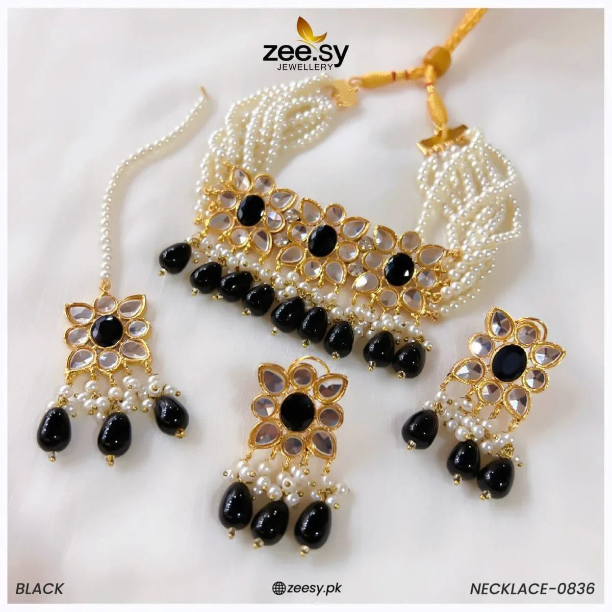 NECKLACE-0836 Black - Zeesy Jewellery