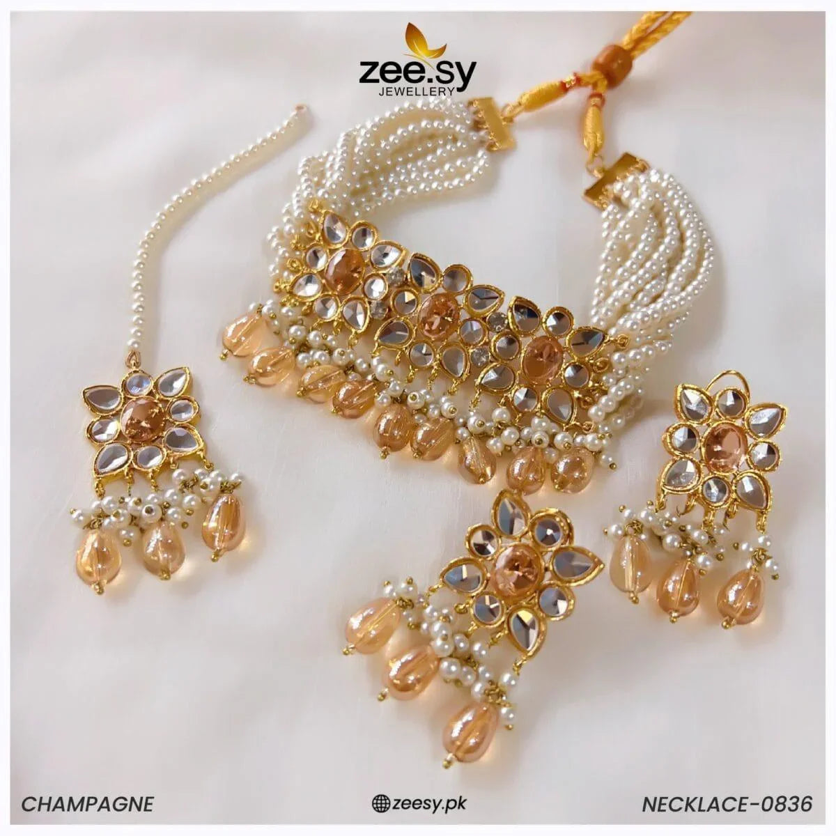NECKLACE-0836 Champagne - Zeesy Jewellery