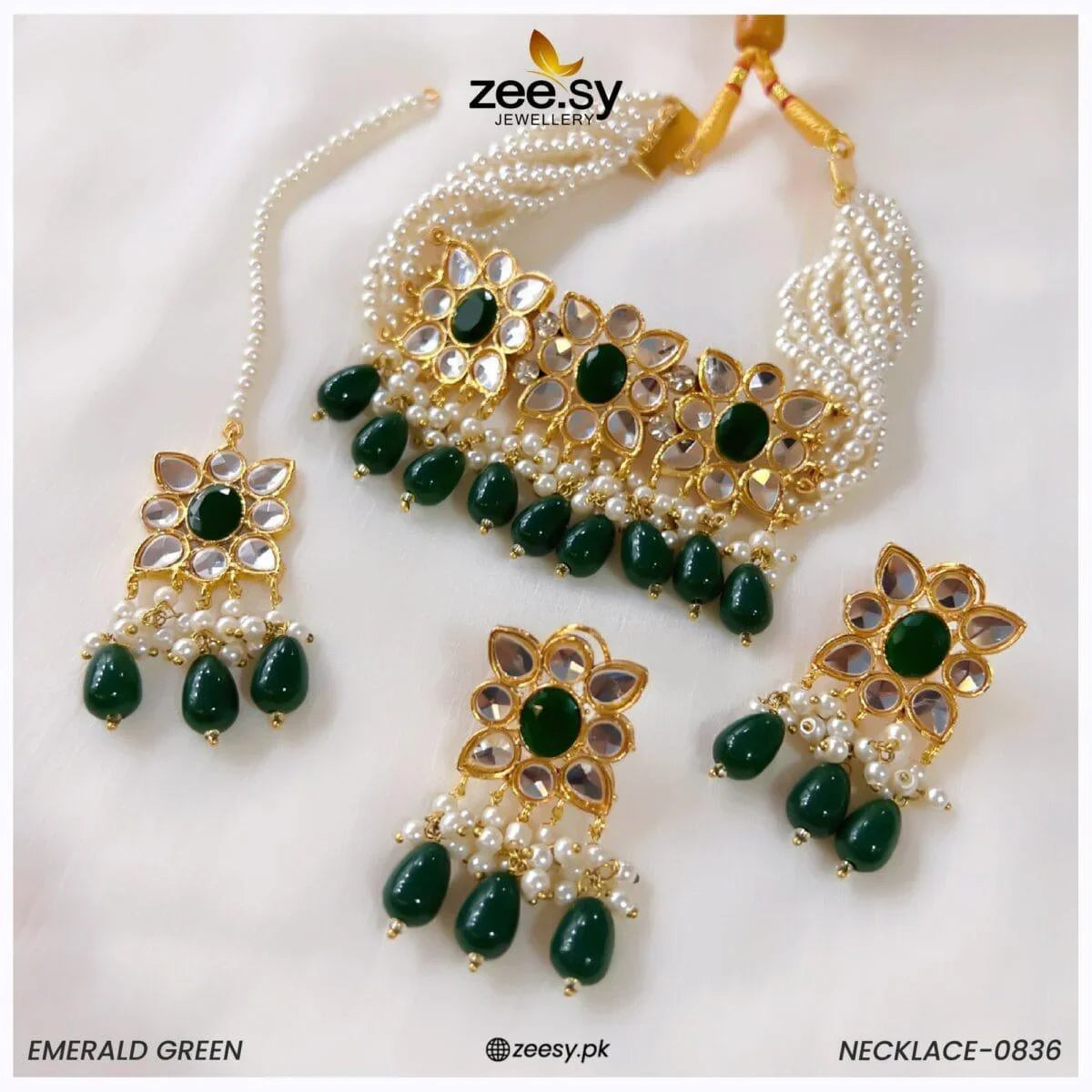 NECKLACE-0836 Emerald Green - Zeesy Jewellery