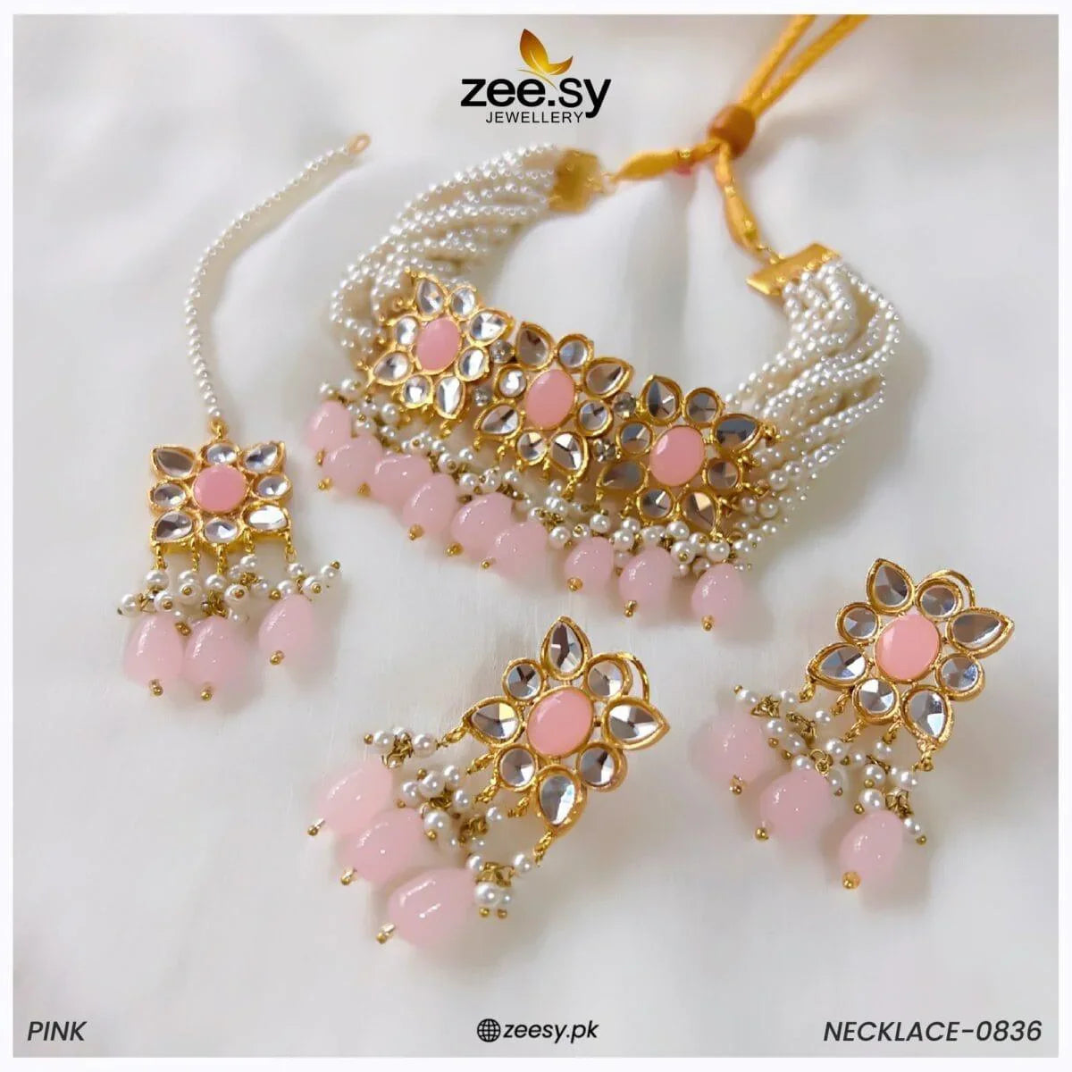 NECKLACE-0836 Pink - Zeesy Jewellery