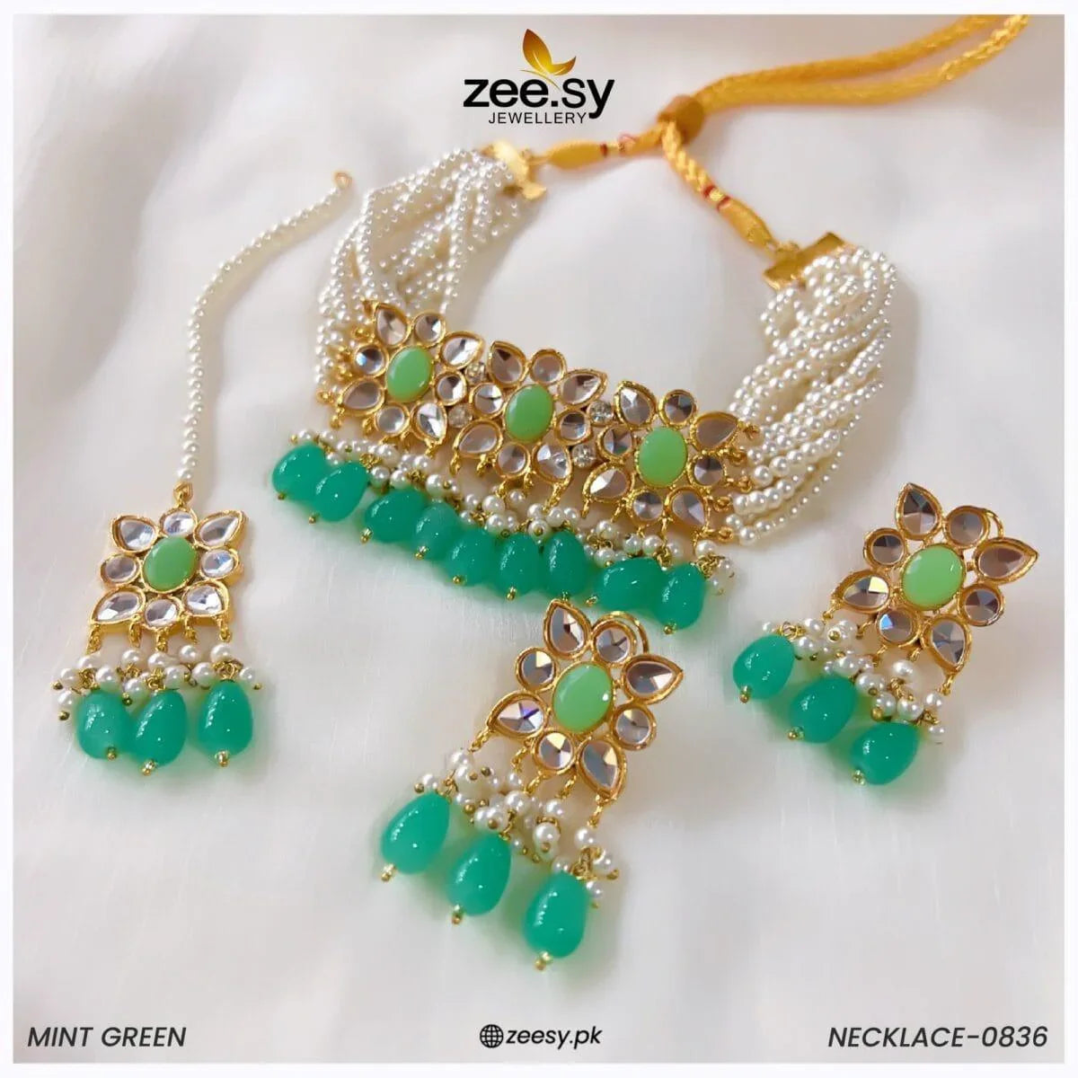 NECKLACE-0836 Mint Green - Zeesy Jewellery