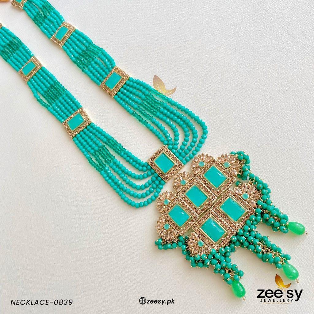 MALLA NECKLACE-0839 Sea Green - Zeesy Jewellery
