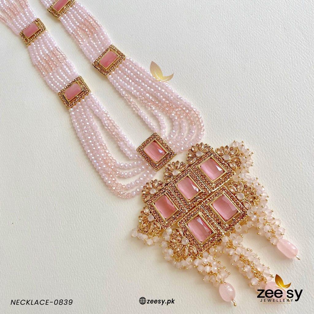 MALLA NECKLACE-0839 Mint Pink - Zeesy Jewellery