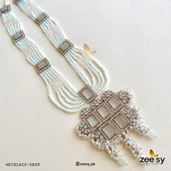 MALLA NECKLACE-0839 Silver White - Zeesy Jewellery