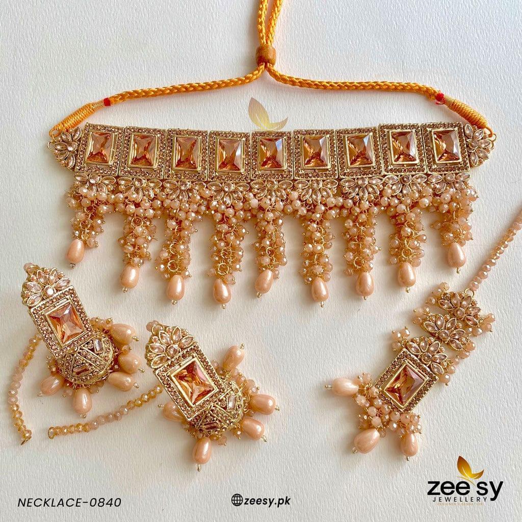 NECKLACE-0840 Champagne - Zeesy Jewellery