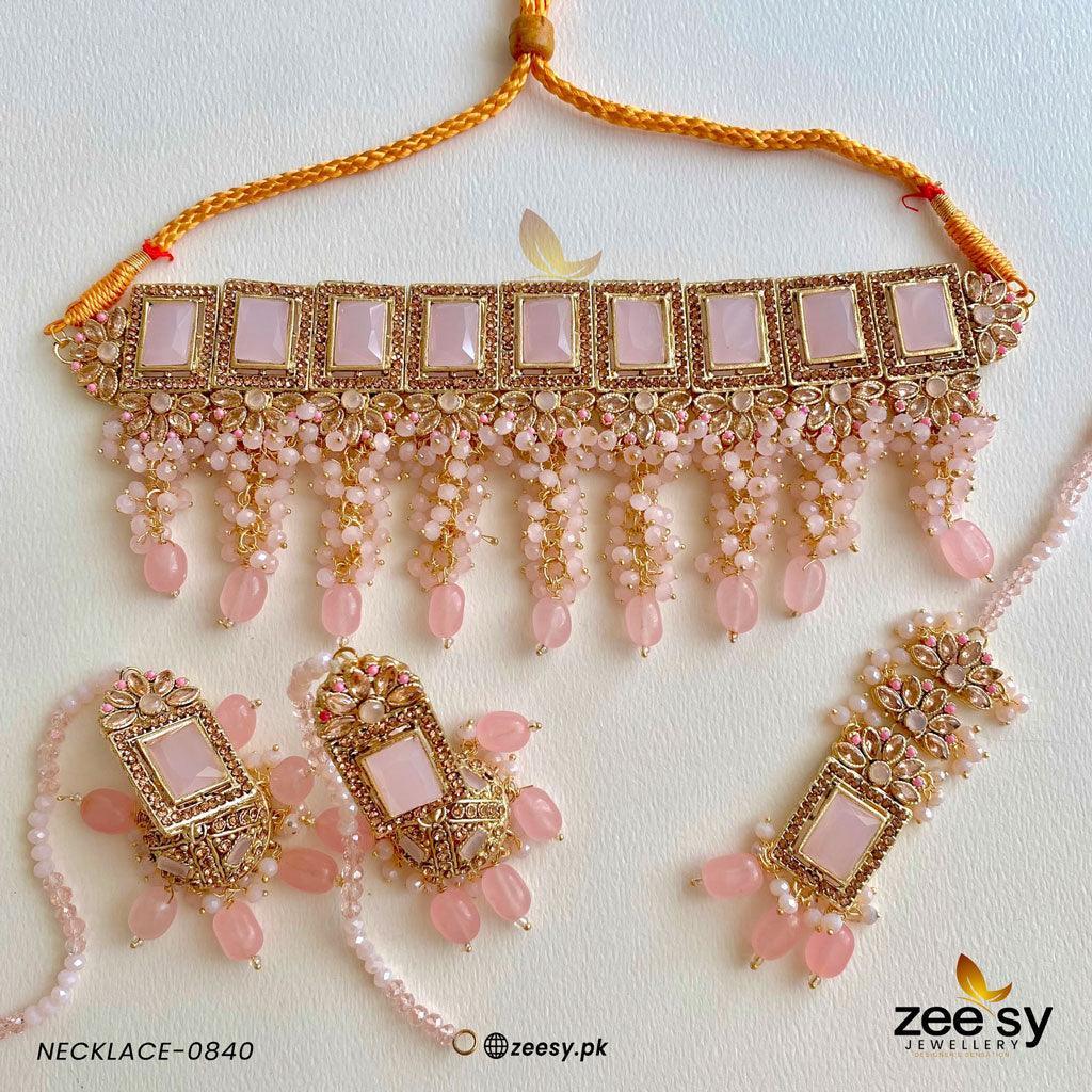 NECKLACE-0840 Mint Pink - Zeesy Jewellery