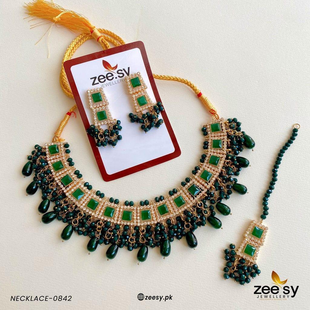 NECKLACE-0842 Green - Zeesy Jewellery