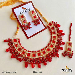 NECKLACE-0842 Red - Zeesy Jewellery