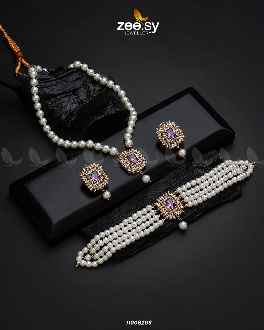 MALLA NECKLACE-0850 Purple - Zeesy Jewellery