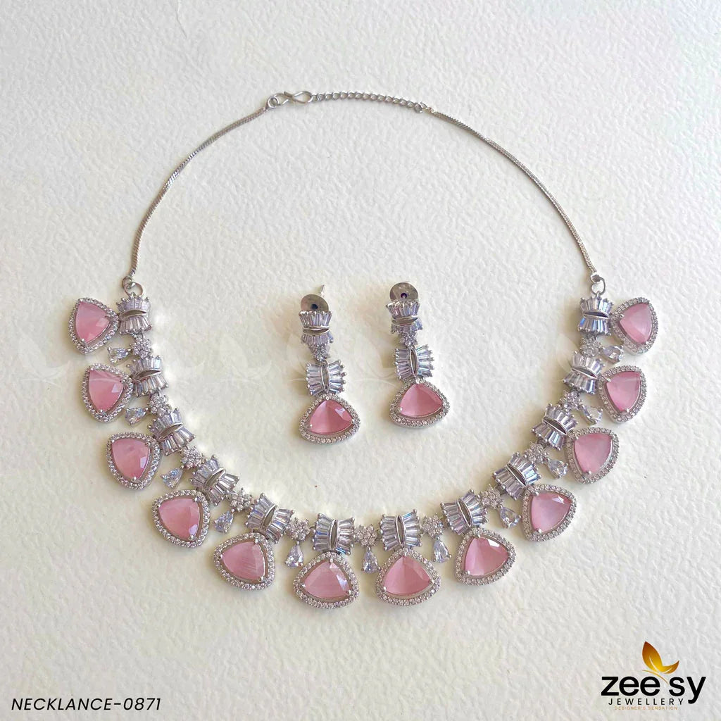 NECKLACE-0871 Pink - Zeesy Jewellery