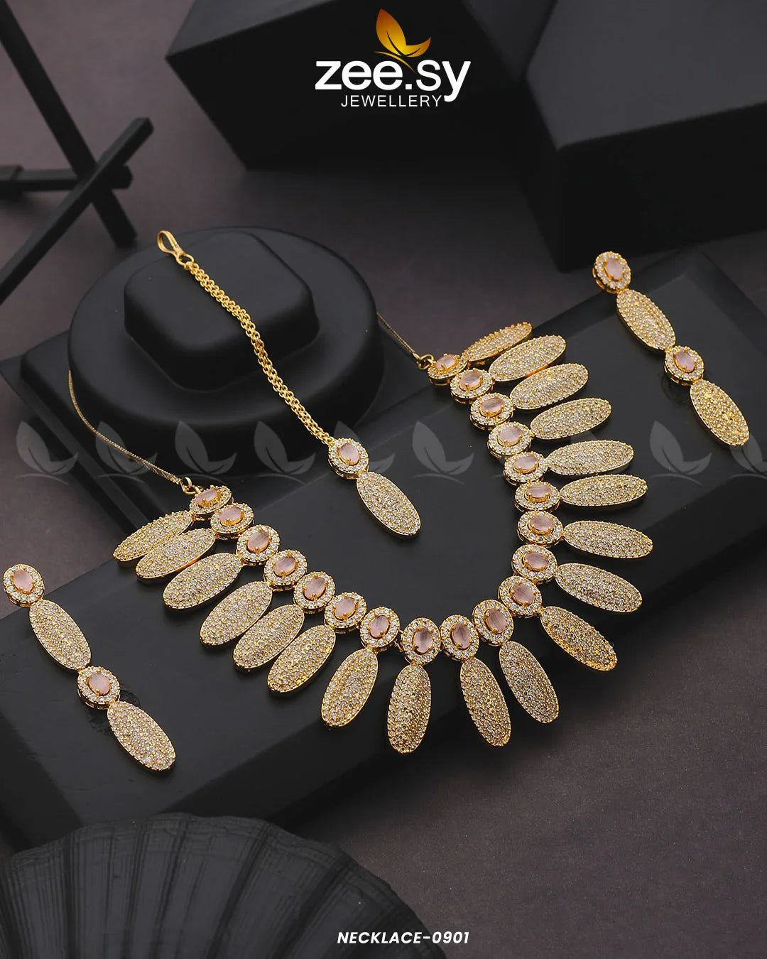 NECKLACE-0901 Golden Pink - Zeesy Jewellery