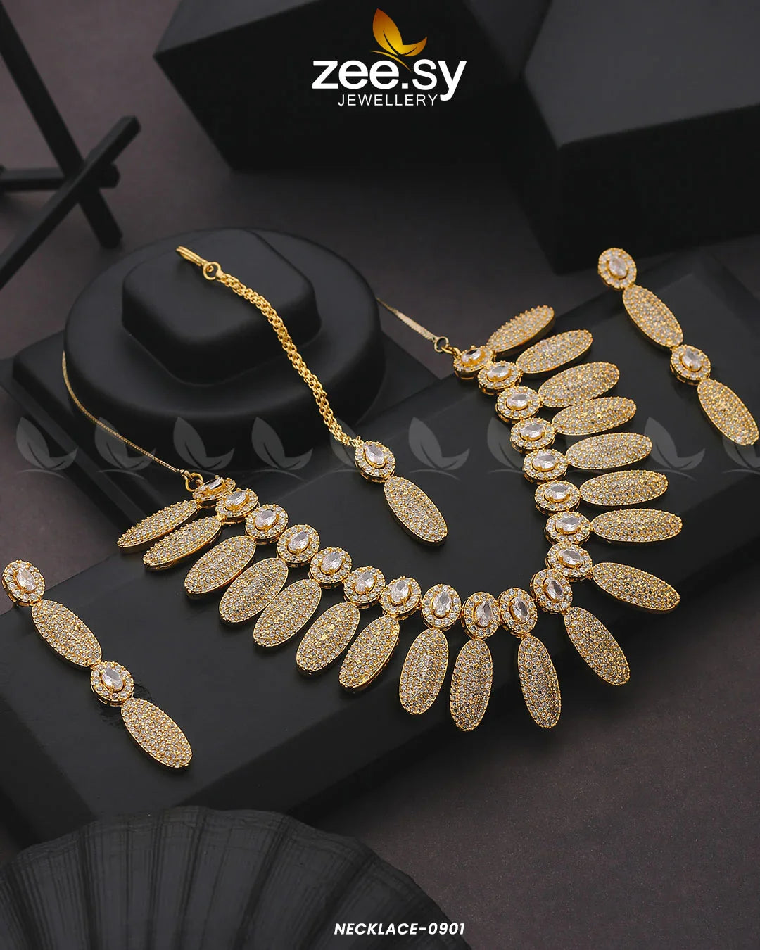 NECKLACE-0901 Golden White - Zeesy Jewellery