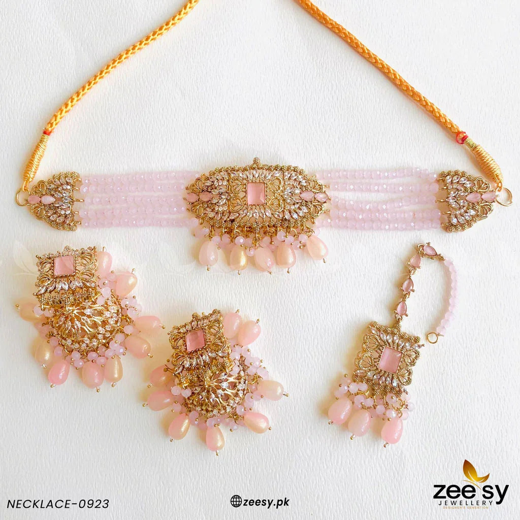 NECKLACE-0923 Mint Pink - Zeesy Jewellery