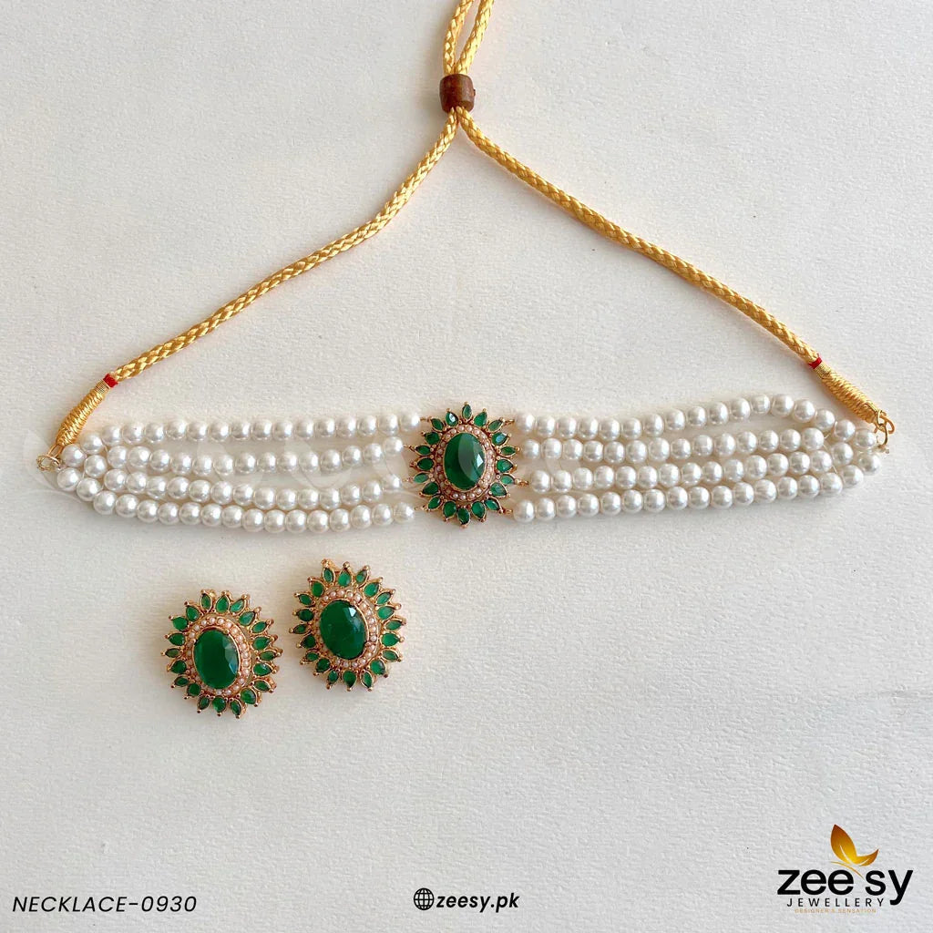 NECKLACE-0930 Green - Zeesy Jewellery