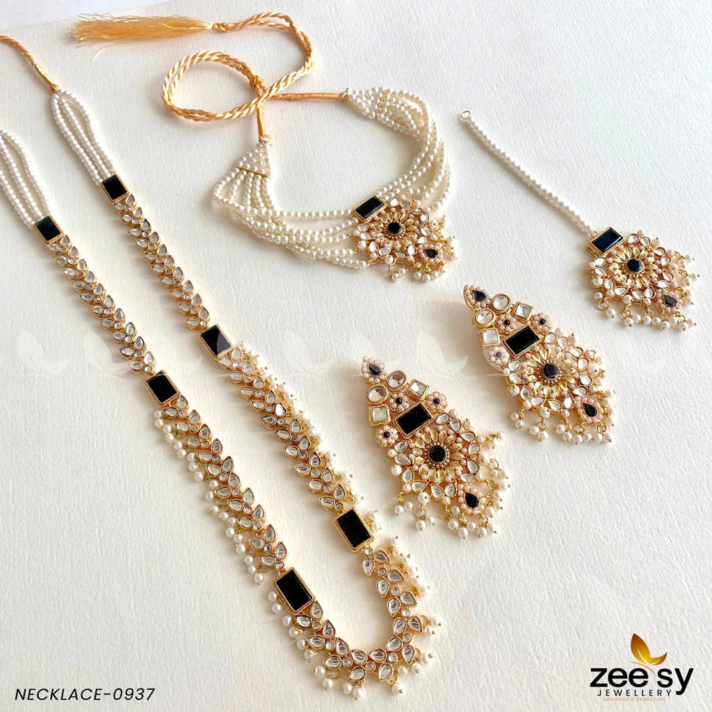 MALLA NECKLACE-0937 Black - Zeesy Jewellery