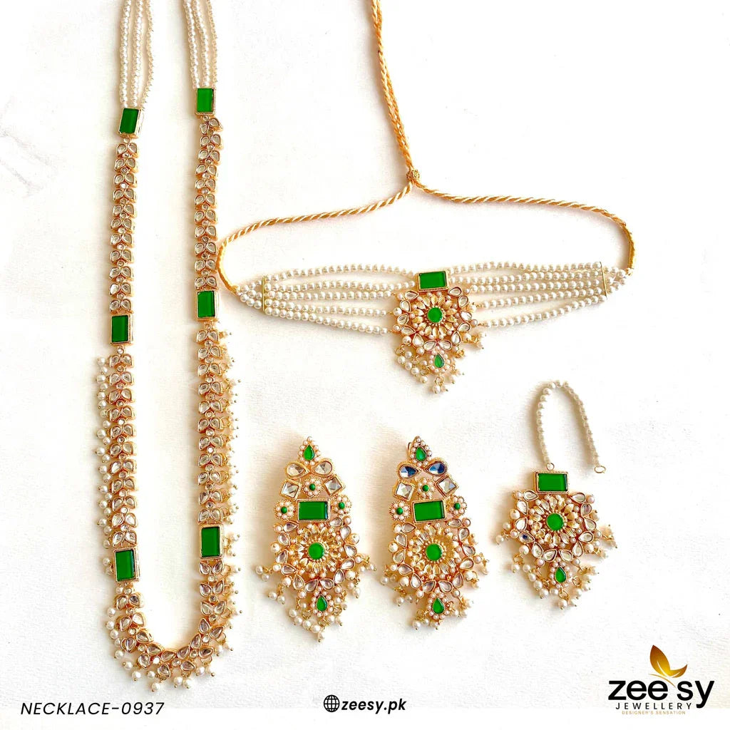 MALLA NECKLACE-0937 Green - Zeesy Jewellery