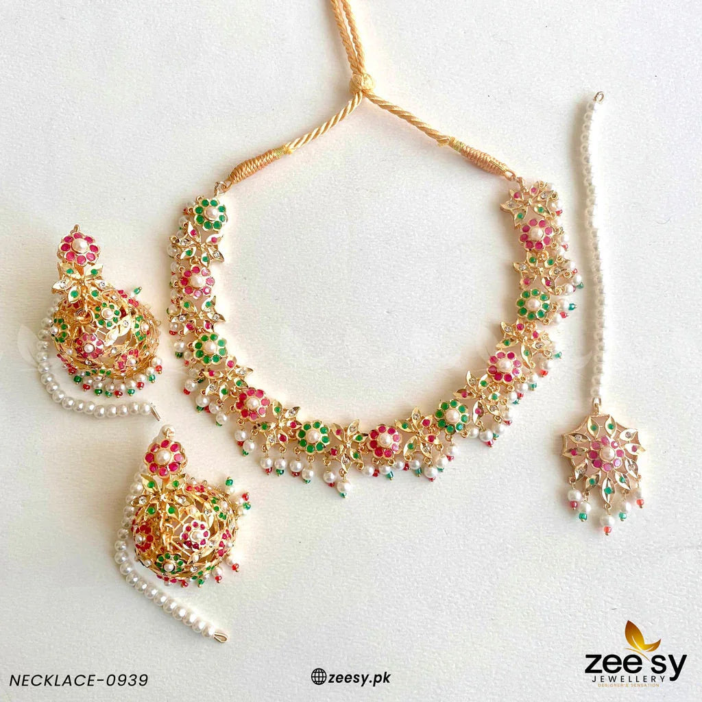 NECKLACE-0939 Red & Green - Zeesy Jewellery