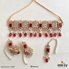 NECKLACE SET-0940 Golden Red - Zeesy Jewellery