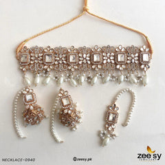 NECKLACE SET-0940 Golden White - Zeesy Jewellery