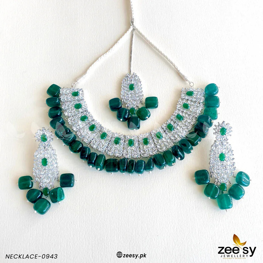 NECKLACE-0943 Emerald Green - Zeesy Jewellery